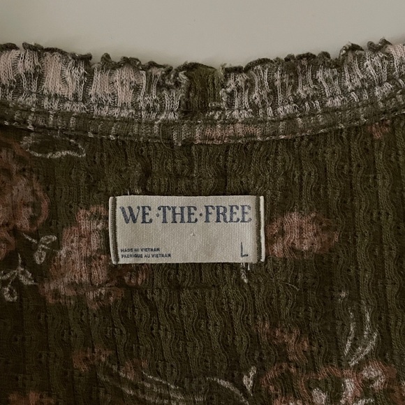 Free People Olive Floral Long Sleeve Top - Picture 12 of 15